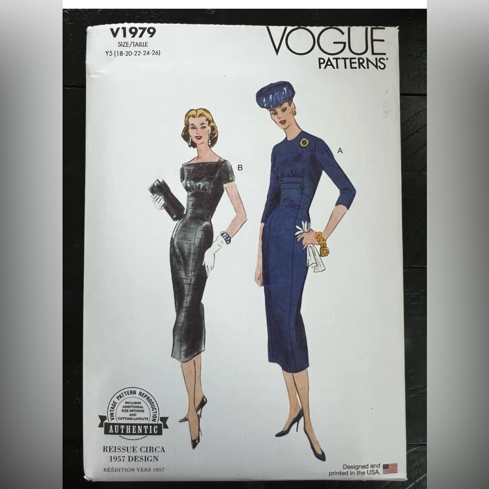 Vogue V1979 Misses 1957 Vintage Special Occasion Evening Dress Sewing Pattern